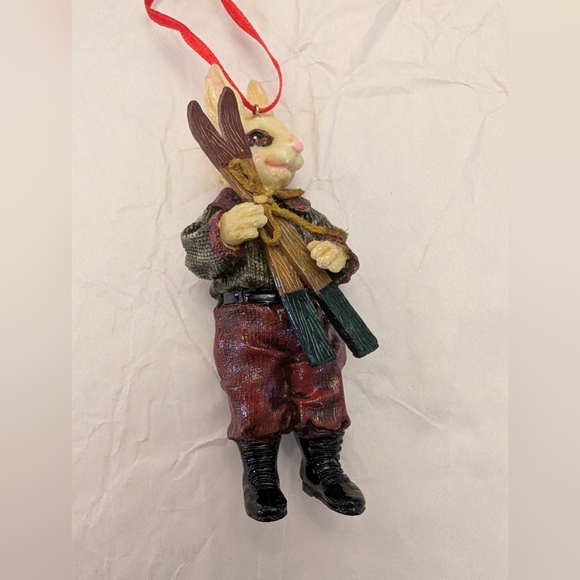 Vintage Rabbit Snow Skiing Christmas Ornament Resin 5" Collectable Gift - Picture 5 of 10